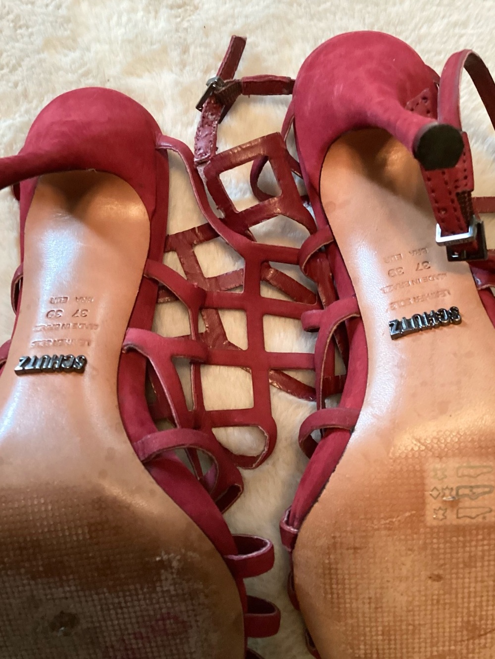 SCHUTZ Juliana Burgundy Strappy Cage Heeled Stiletto Sandals - Size EU39 - Picture 8 of 8